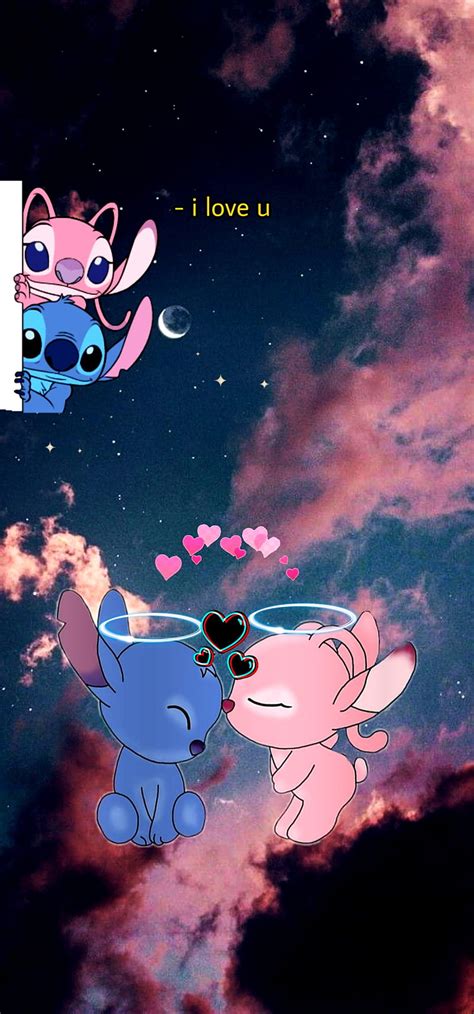 Stitch And Angel Couple Heart Wallpaper. A fantastic image of Disney's couple, Stitch and Angel, inside a black square with a pink-purple heart between them. ... This can be: Websites, social media pages, blog pages, e-books, newsletters, gifs, etc. Copy and place the link near the image. If this is if not possible then place it near the footer ...